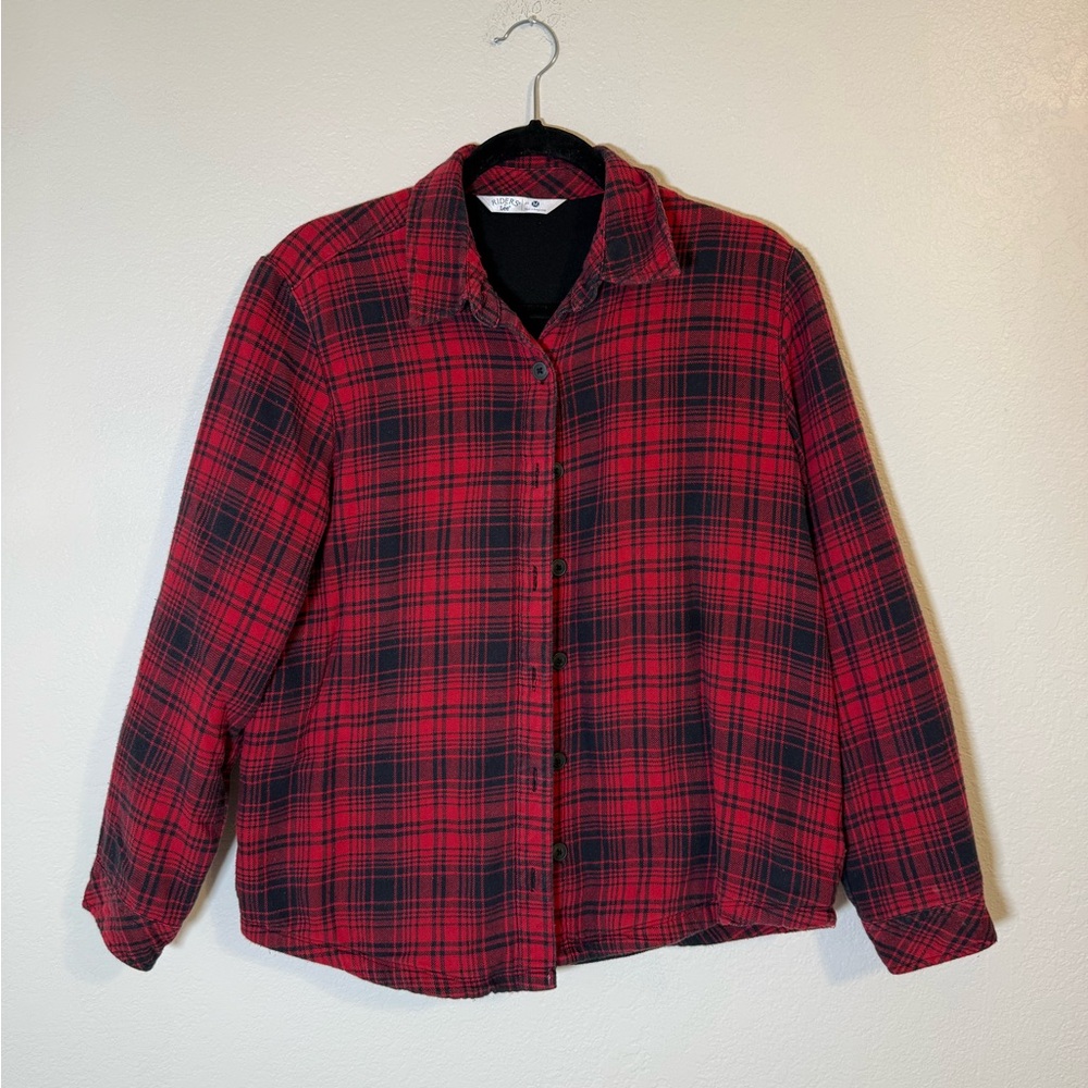 Riders by Lee Men's Red Black Plaid Shirt Sherpa Lined Jacket Button Medium